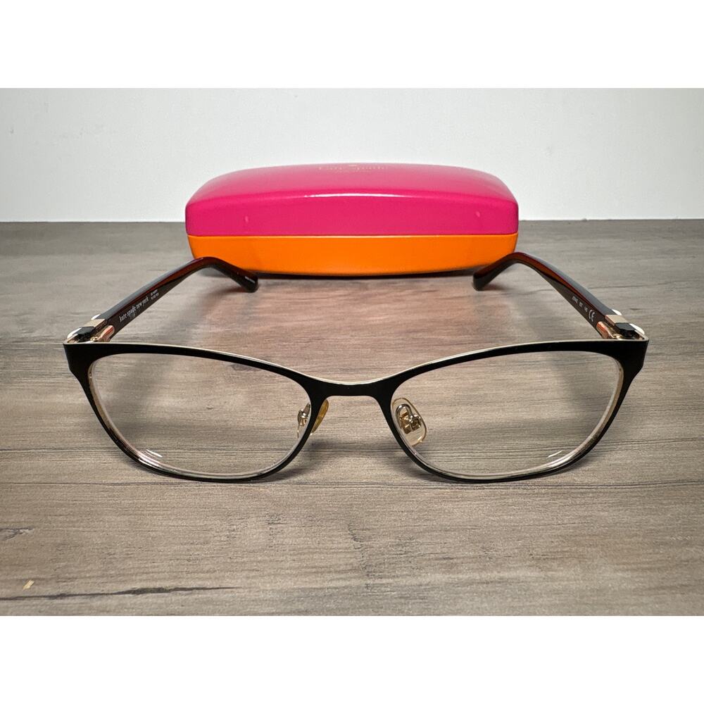 Kate Spade Joane 807 140 Black Gold Eyeglass Frames w/ Case and Cleaning Cloth